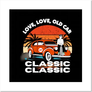 cassic car love love old car retor Posters and Art